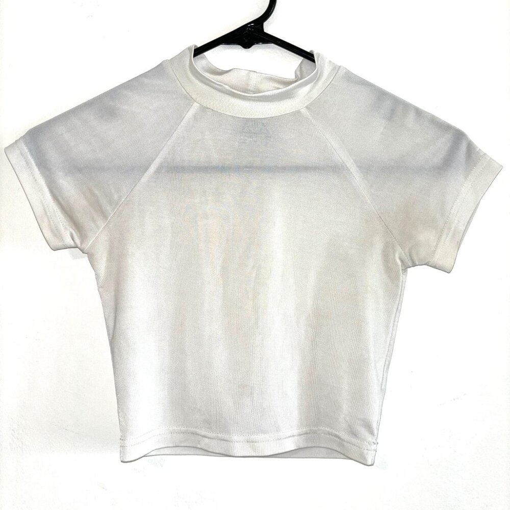Unif womens mock neck white crop tee